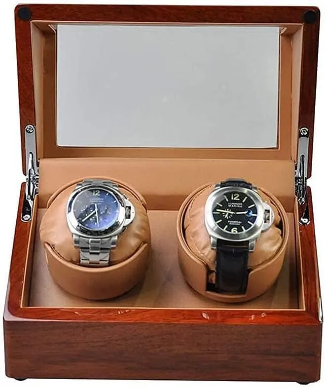 Solid Wood, 2 Mechanical Watches Automatic Winding Box Leather pluralism nonconformity Storages Display Box Quiet MotorHoliday Gift Watch Winder (White A) Watch Winder Automatic Watch Winder Box Double Watch Winder 