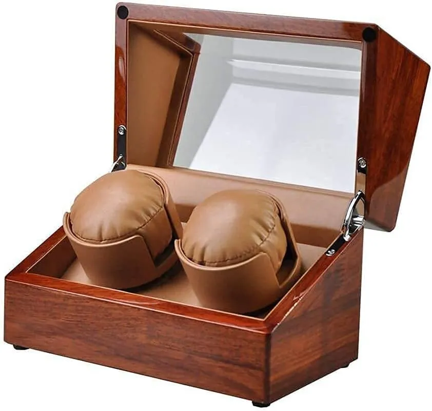 Solid Wood, 2 Mechanical Watches Automatic Winding Box Leather pluralism nonconformity Storages Display Box Quiet MotorHoliday Gift Watch Winder (White A) Watch Winder Automatic Watch Winder Box Double Watch Winder 