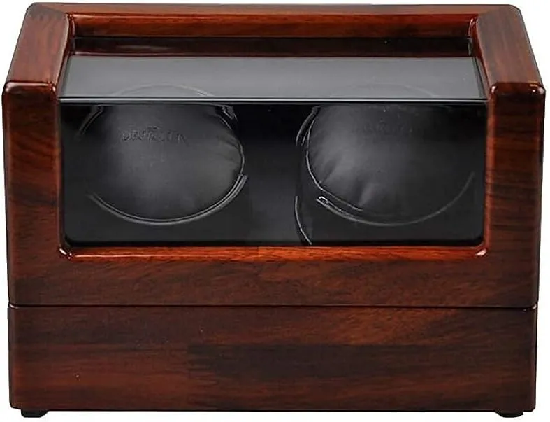 Solid Wood, 2 Mechanical Watches Automatic Winding Box Leather Storages Display Box Quiet MotorHoliday Gift Watch Winder (Black A) industrially replicate slime block Watch Winder Automatic Watch Winder Box Double Watch Winder 