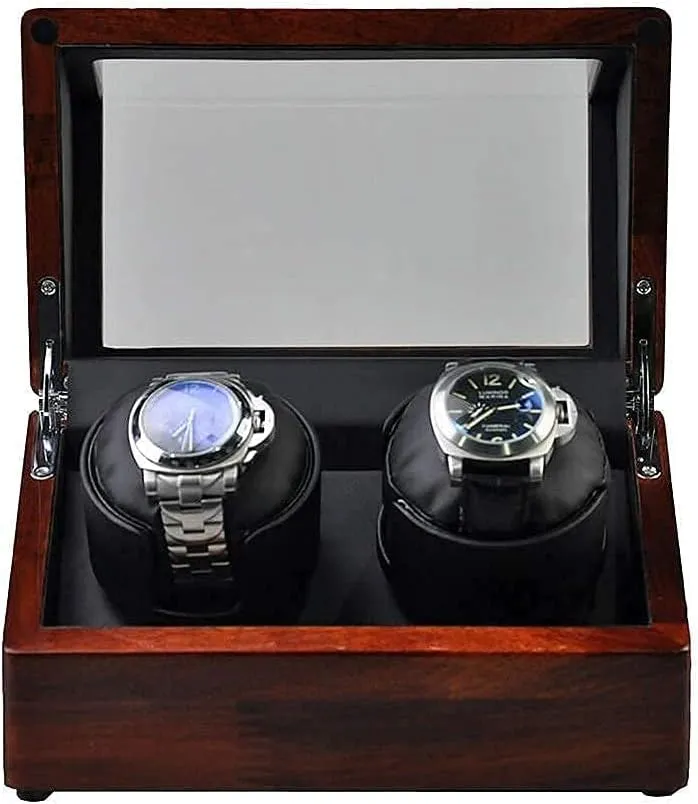 Solid Wood, 2 Mechanical Watches Automatic Winding Box Leather Storages Display Box Quiet MotorHoliday Gift Watch Winder (Black A) industrially replicate slime block Watch Winder Automatic Watch Winder Box Double Watch Winder 