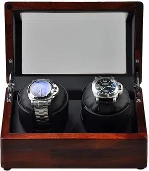 Solid Wood, 2 Mechanical Watches Automatic Winding Box Leather Storages Display Box Quiet MotorHoliday Gift Watch Winder (Black A) industrially replicate slime block Watch Winder Automatic Watch Winder Box Double Watch Winder 