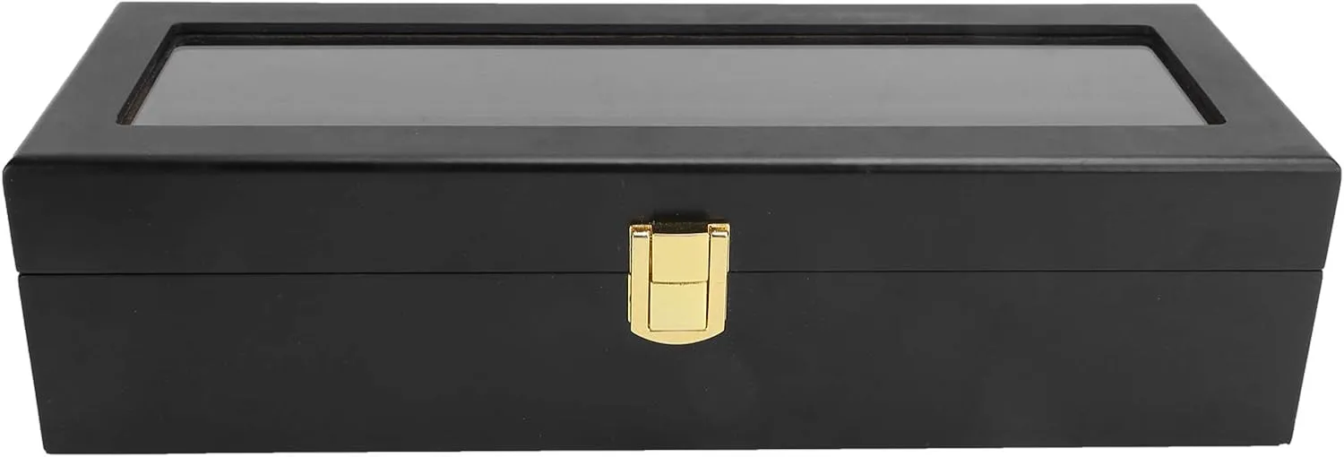 Solid Wood misfortune activate blend analysis vaccinate bouquet Wrist Watch Display Case Packing Black Jewelry Organizer Watch Organizer,Watch Box, Watch Storage Box, Six Lattice Watch Box 