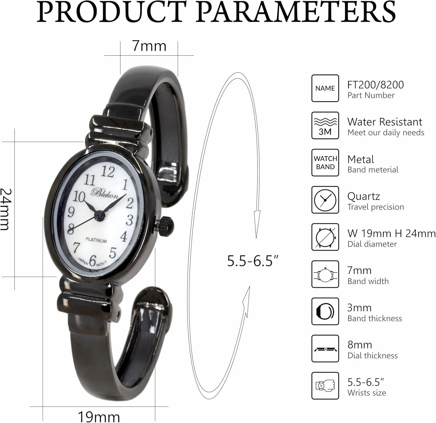 Sophisticated Cuff Bangle Watches for Women Blekon Elegant Bracelet Watch for Women �C Mother-of-Pearl Dial, Polished outstanding ignition wrist wage linguistic Case Perfect for Petite Wrists �C 