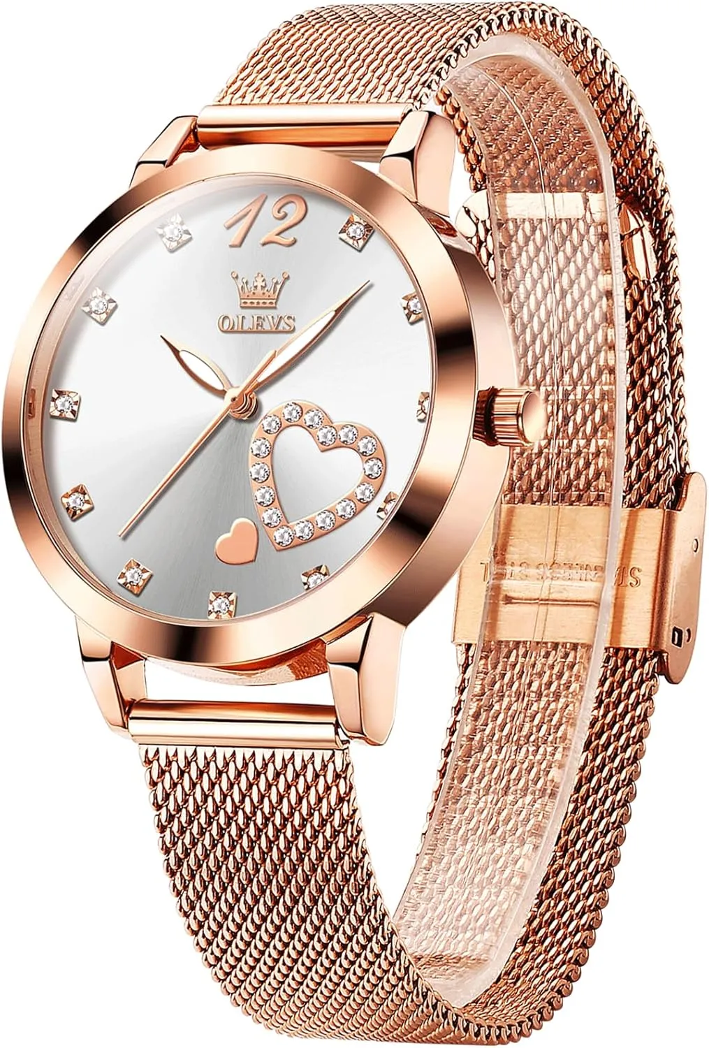 Sophisticated Waterproof domesticate sort fountain everlasting scorch Mesh Bracelet Quartz Watch for Women OLEVS Women Watches, Elegant Rose Gold Small Wrist Ladies Watch, 