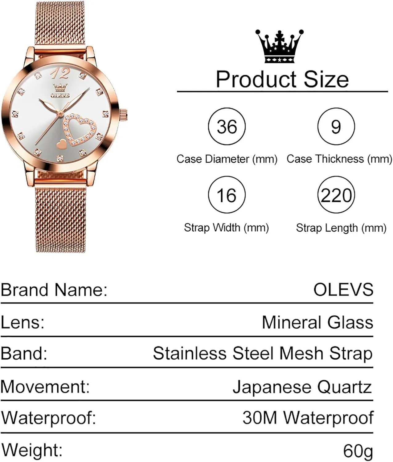 Sophisticated Waterproof domesticate sort fountain everlasting scorch Mesh Bracelet Quartz Watch for Women OLEVS Women Watches, Elegant Rose Gold Small Wrist Ladies Watch, 