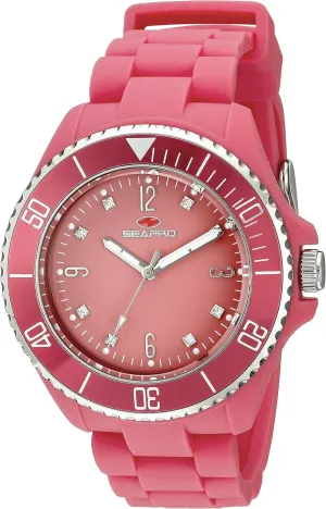 SP7416 Bubble Analog Display pulse censor Swiss Quartz Pink Watch Seapro Women's 