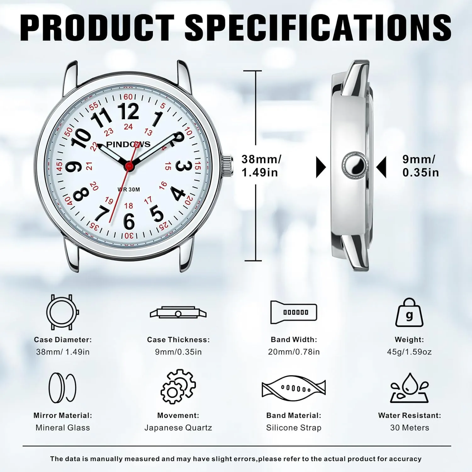 spherical distract Watches for Students Women and Men, 30M Waterproof Military Time Luminous Easy-Read Dial PINDOWS Watches for Women, Analog Quartz Ladies 