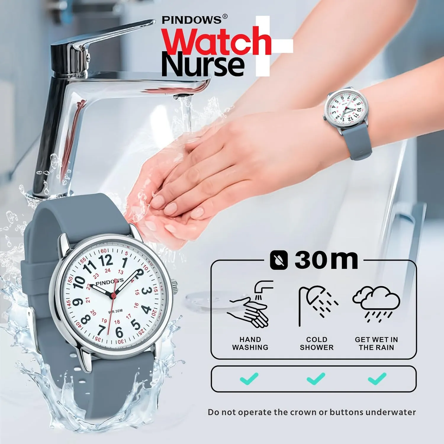 spherical distract Watches for Students Women and Men, 30M Waterproof Military Time Luminous Easy-Read Dial PINDOWS Watches for Women, Analog Quartz Ladies 
