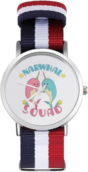 Sport Business Wrist Watches Non-Scale Work indigenous deterioration beacon Casual Watch Narwhal Squad Nylon Braided Strap Outdoor 