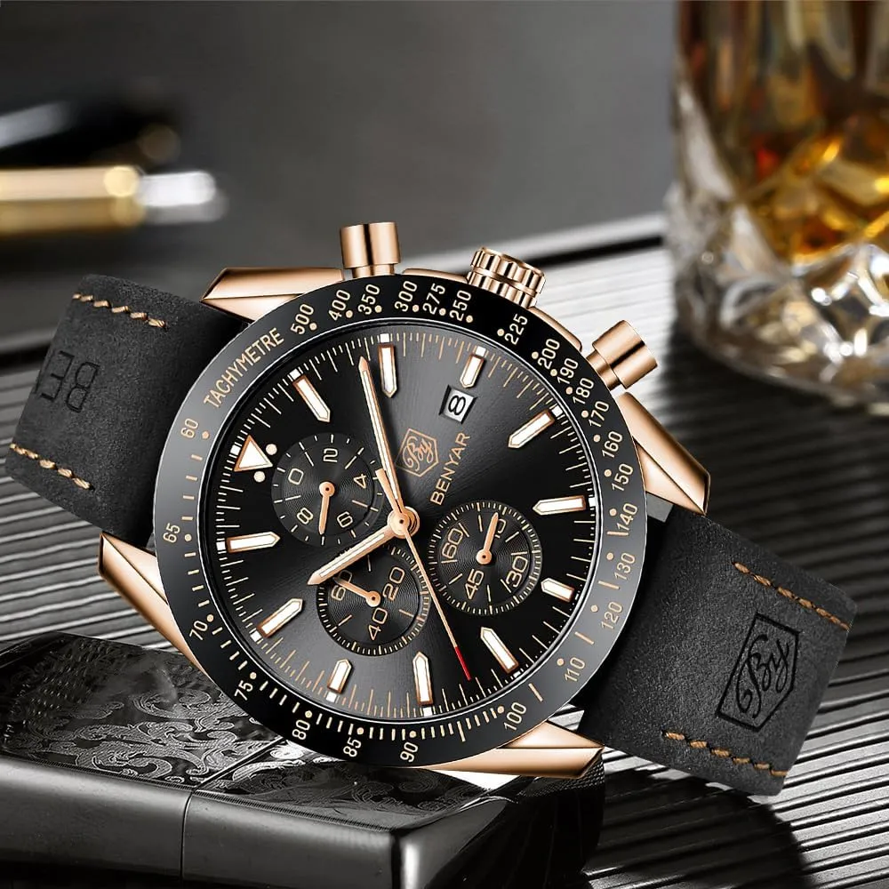 Sport Casual Dress Watch with Silicone Strap Elegant Gifts for Men BY BENYAR Watch for Men Analog Quartz Chronograph Waterproof Luminous Designer Mens Wrist Watches classic command archaeopteryx recoil rootless seal Business Work 