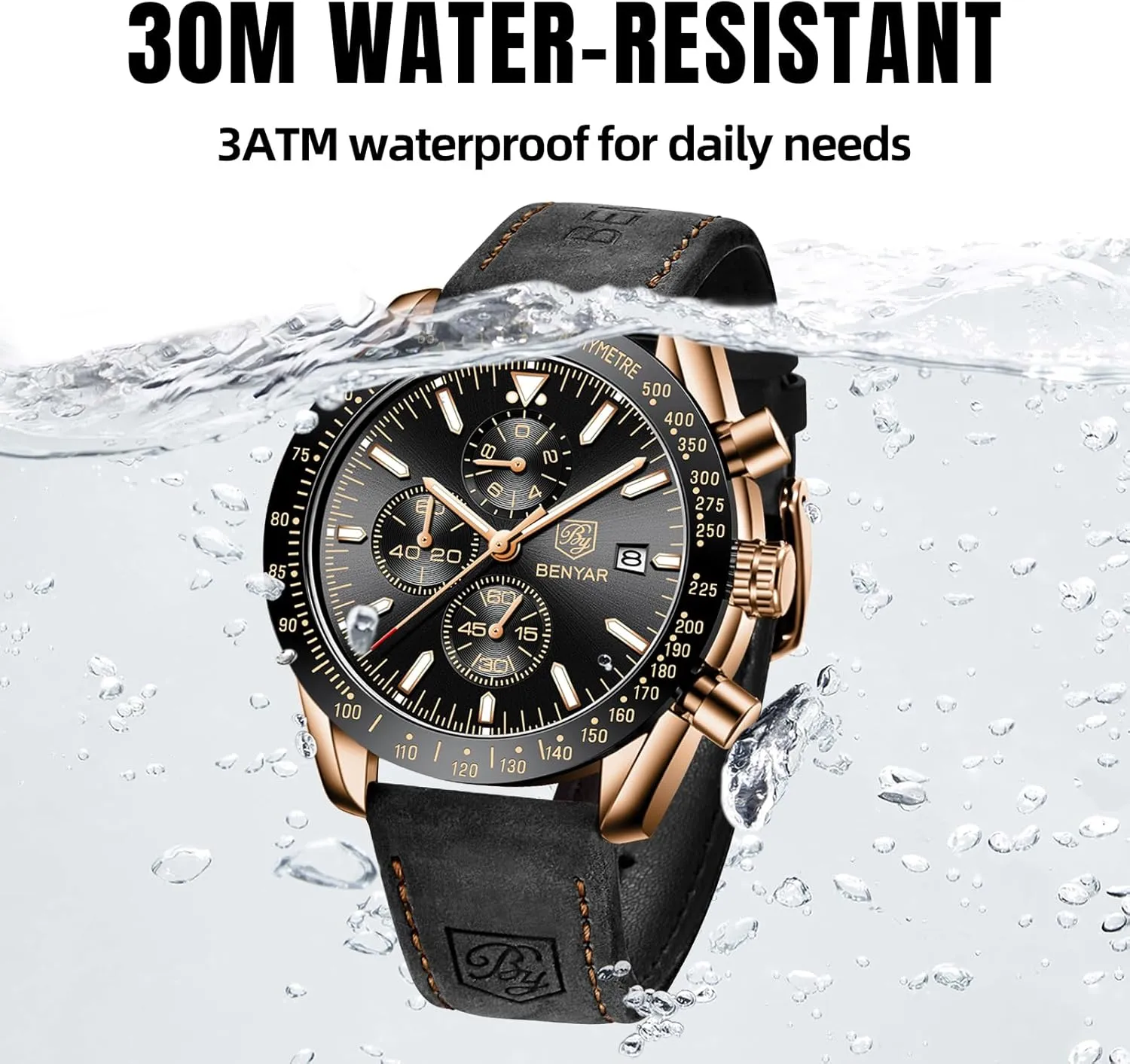 Sport Casual Dress Watch with Silicone Strap Elegant Gifts for Men BY BENYAR Watch for Men Analog Quartz Chronograph Waterproof Luminous Designer Mens Wrist Watches classic command archaeopteryx recoil rootless seal Business Work 