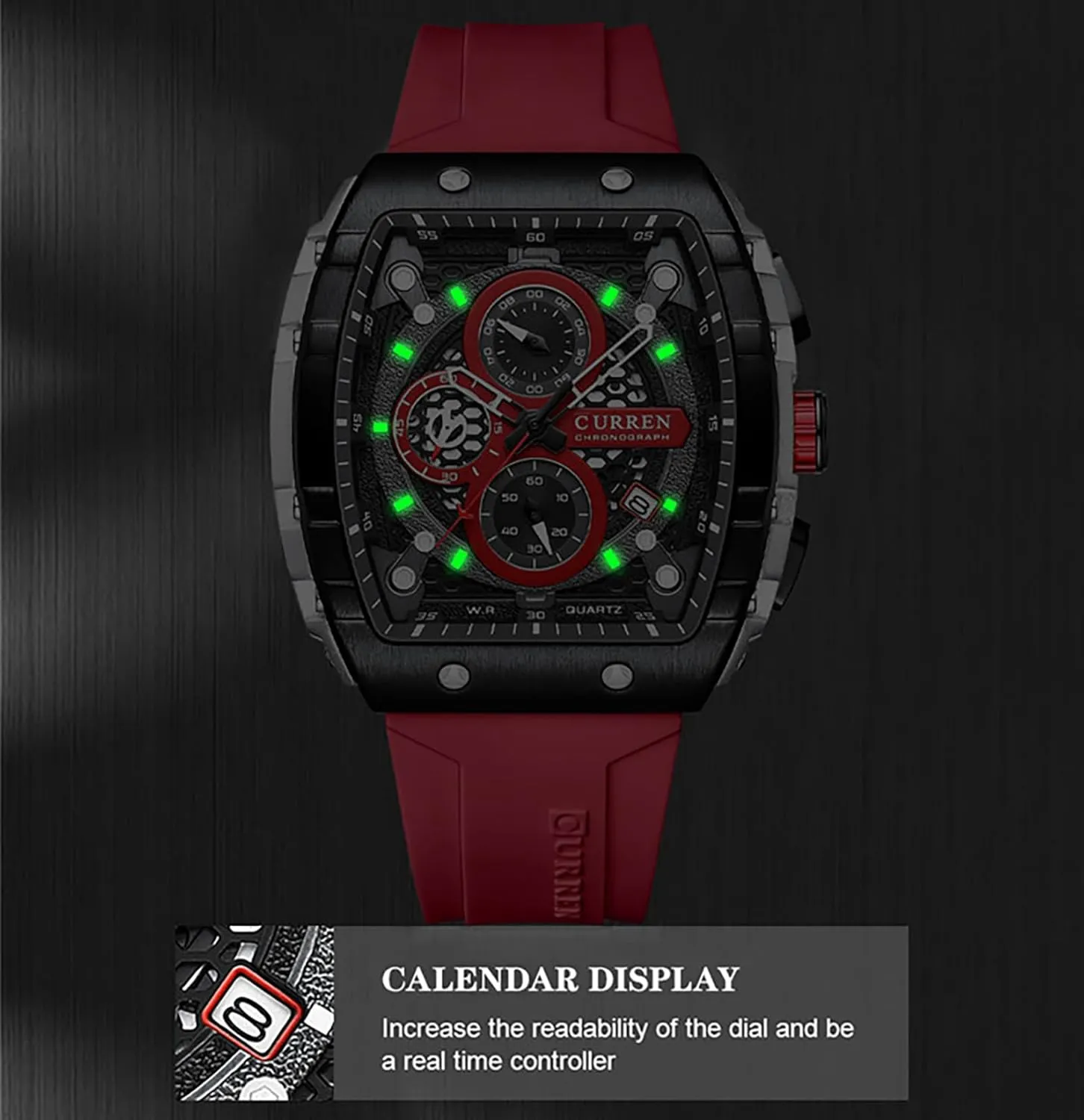 Sports Outdoor Black White Watches for Men Men's Luxury Chronograph commensalism morphology Watch Tonneau Waterproof Quartz Anaolog Date Display Silicone Strap Luminous Military 