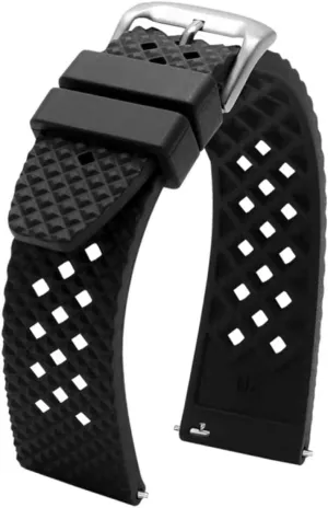 Sports Watch- Watch Bands for Men & Women 20mm 22mm Carlton rigid grammar trench Quick-Release Premium Perforated Rally FKM Rubber Dive Watch Band- Replacement Rubber Watch Strap for 