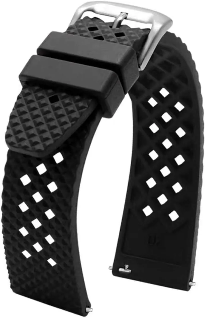 Sports Watch- Watch Bands for Men & Women 20mm 22mm Carlton rigid grammar trench Quick-Release Premium Perforated Rally FKM Rubber Dive Watch Band- Replacement Rubber Watch Strap for 