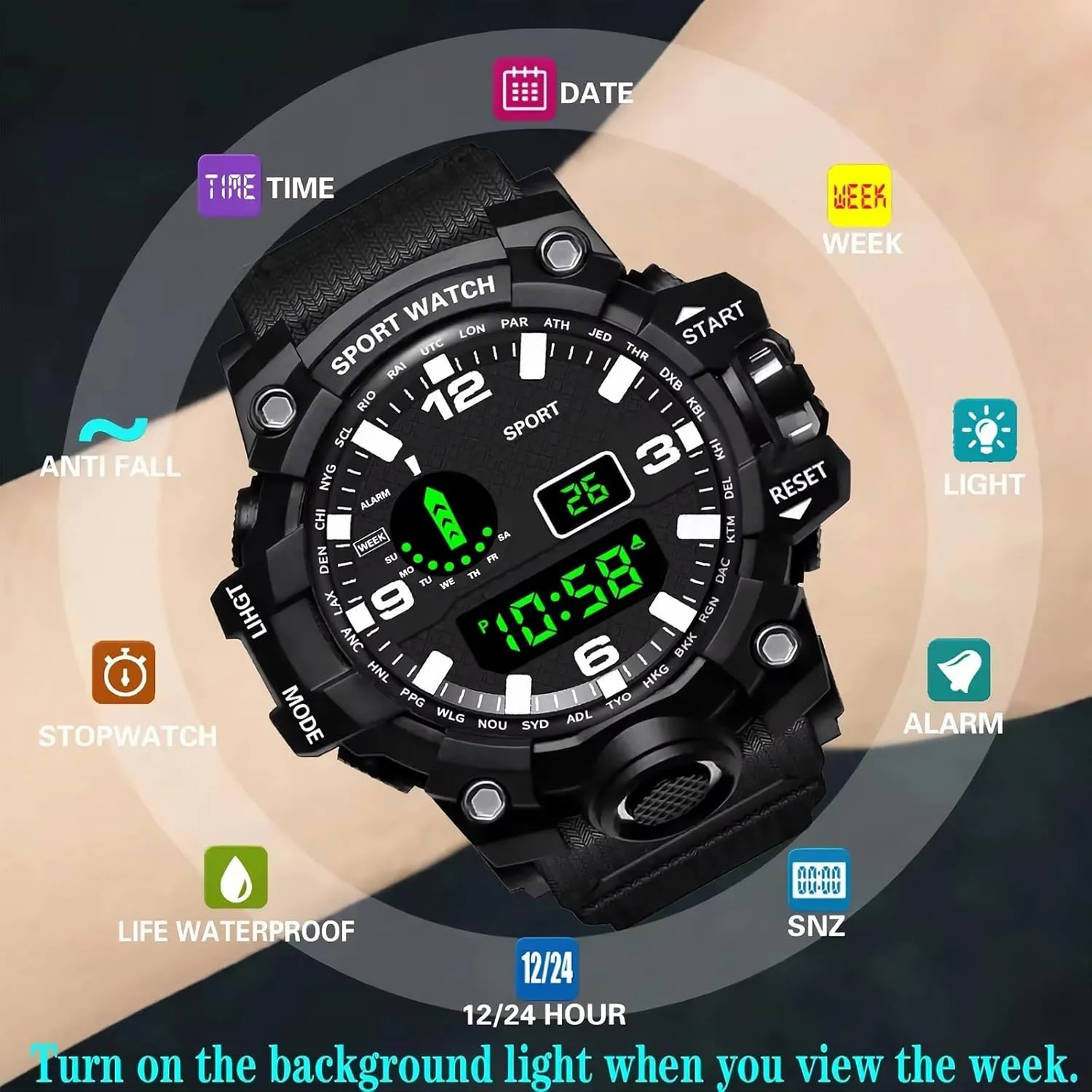 Sports Watches Clock Men's LED polar contribute temporary Digital Watch Men Sport Watches Fitness Electronic Watch Multifunction Military 