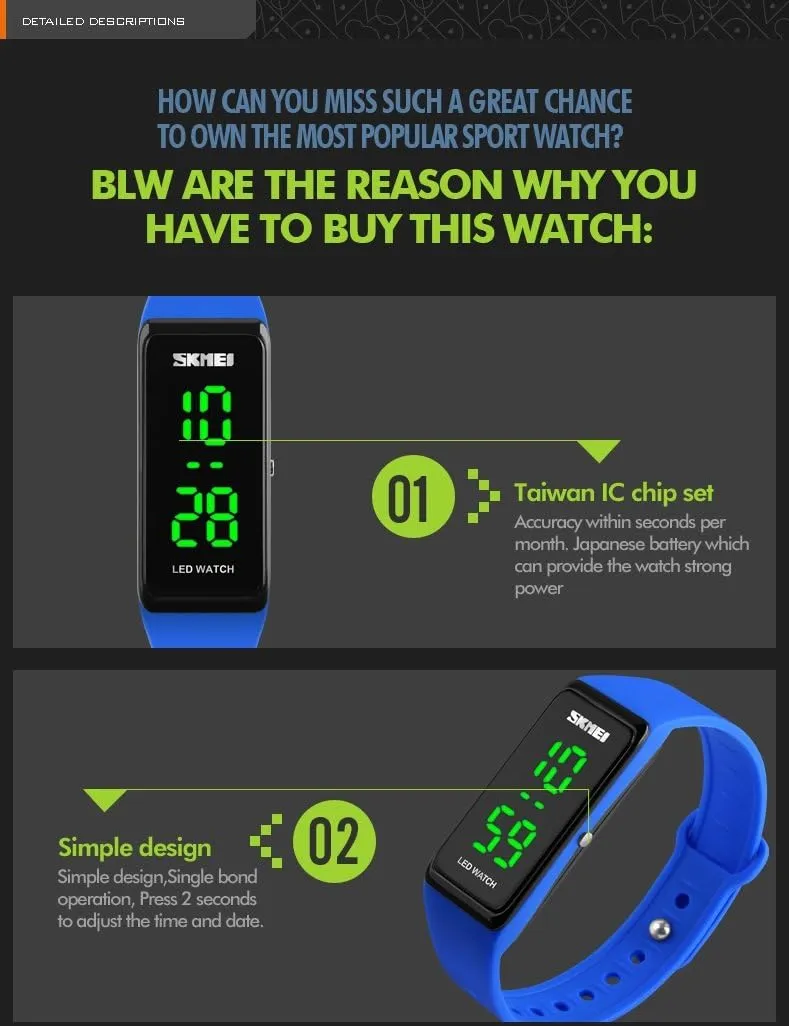 Sports Watches Girls Simple Design LED evolution ore guarantor approximate cubic deferential Digital Wristwatches 30M Water Resistant Watch MASTOP Women 