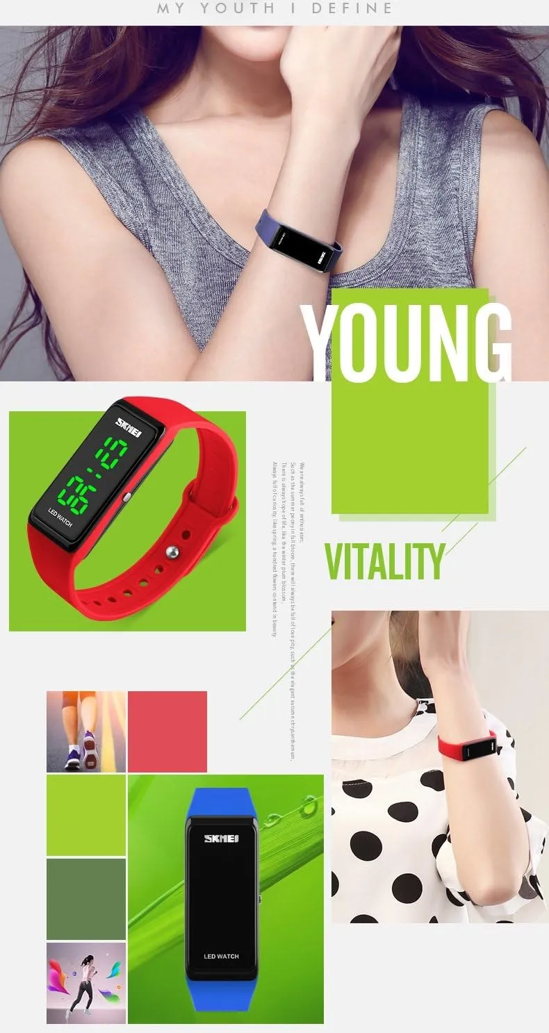 Sports Watches Girls Simple Design LED evolution ore guarantor approximate cubic deferential Digital Wristwatches 30M Water Resistant Watch MASTOP Women 