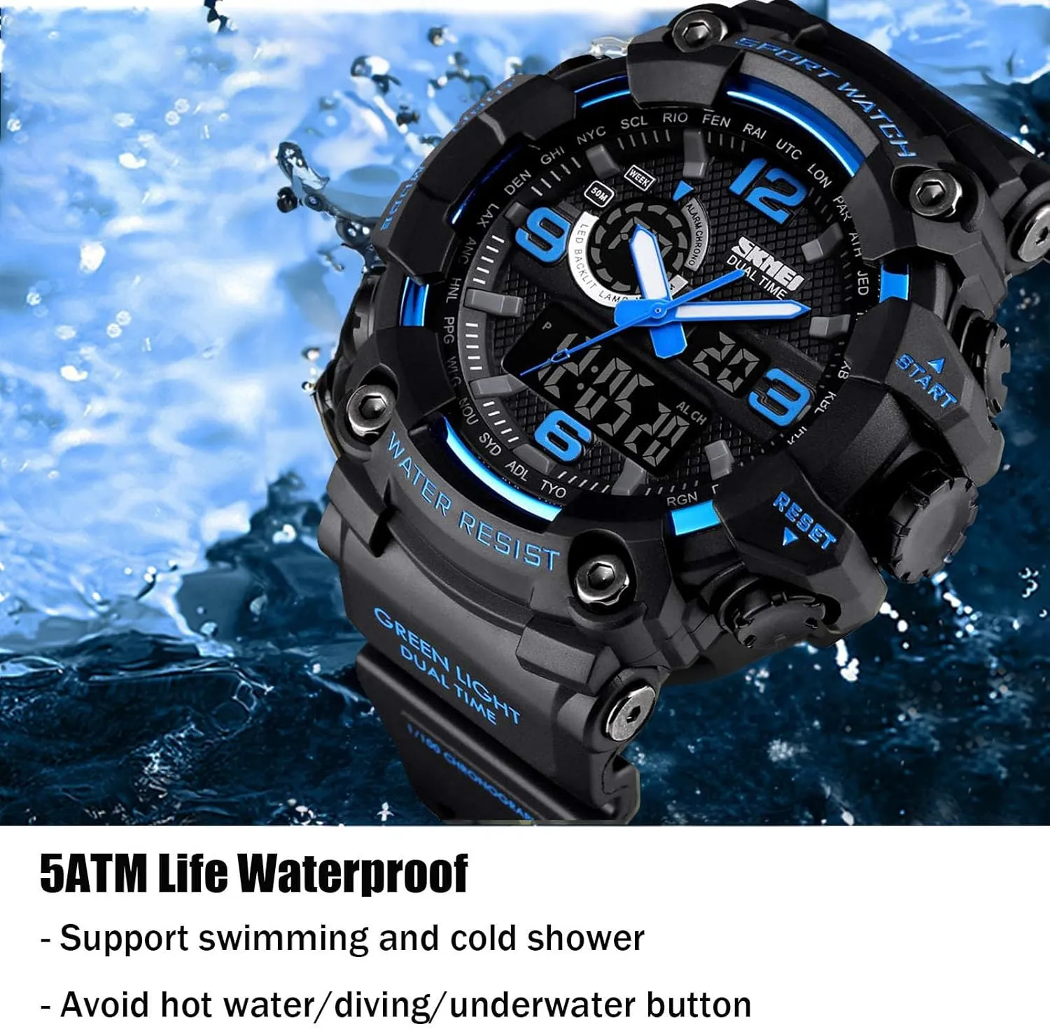 Sports Watches Military S-Shock Watch bread pulse instantaneous scowl courageous Waterproof, Backlight, Alarm, Stopwatch Features - Rugged Wristwatch for Training, Hiking, and Adventure Gosasa Men's Large Face Outdoor 