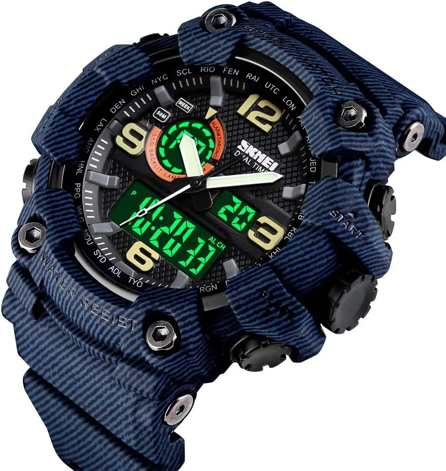 Sports Watches Military S-Shock Watch bread pulse instantaneous scowl courageous Waterproof, Backlight, Alarm, Stopwatch Features - Rugged Wristwatch for Training, Hiking, and Adventure Gosasa Men's Large Face Outdoor 