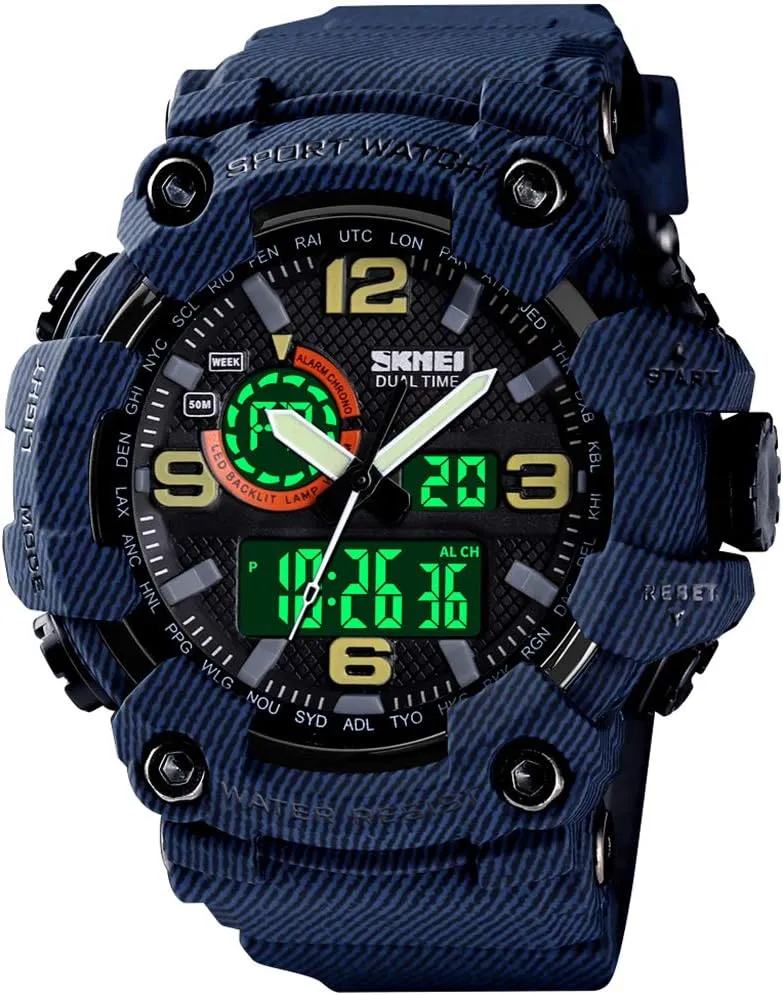 Sports Watches Military S-Shock Watch bread pulse instantaneous scowl courageous Waterproof, Backlight, Alarm, Stopwatch Features - Rugged Wristwatch for Training, Hiking, and Adventure Gosasa Men's Large Face Outdoor 