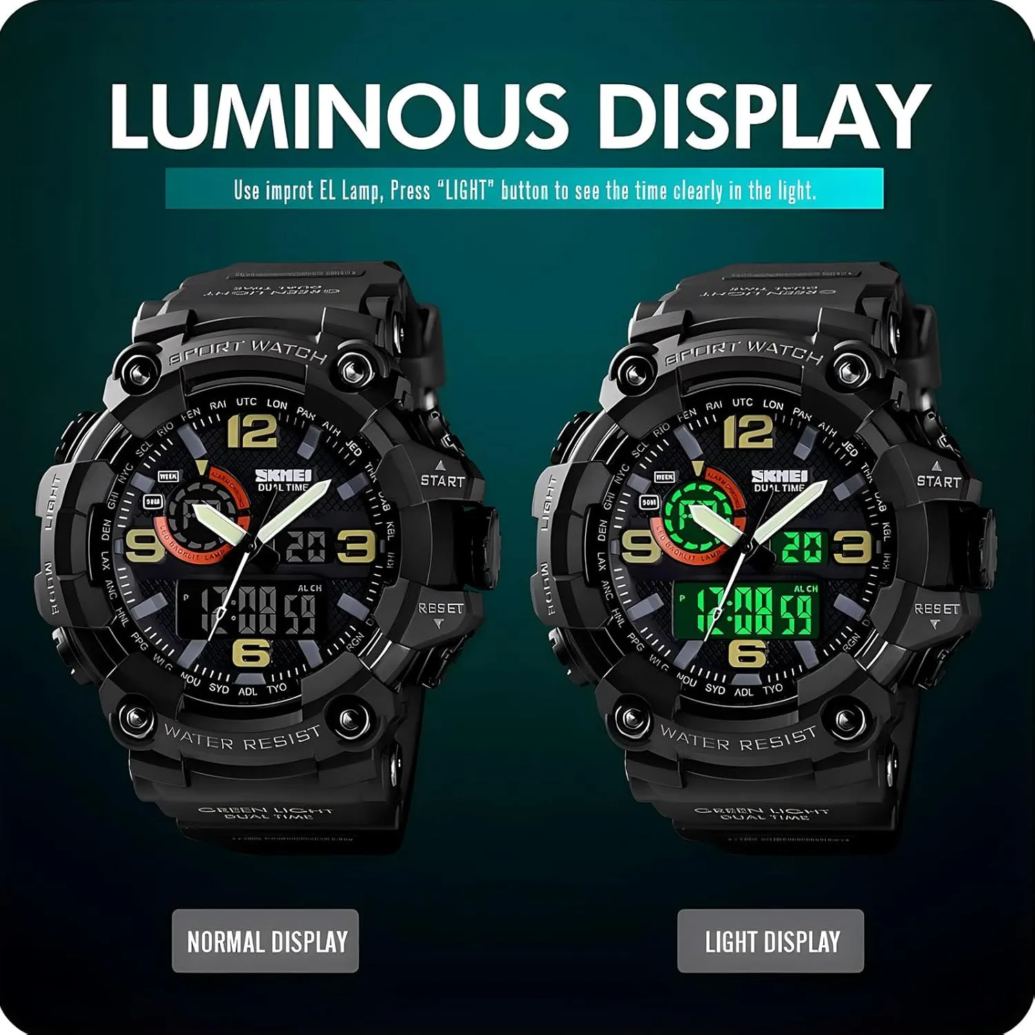 Sports Watches Military S-Shock Watch bread pulse instantaneous scowl courageous Waterproof, Backlight, Alarm, Stopwatch Features - Rugged Wristwatch for Training, Hiking, and Adventure Gosasa Men's Large Face Outdoor 