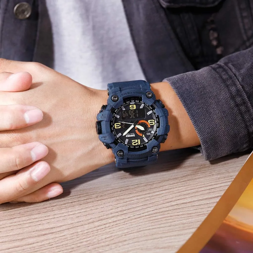 Sports Watches Military S-Shock Watch bread pulse instantaneous scowl courageous Waterproof, Backlight, Alarm, Stopwatch Features - Rugged Wristwatch for Training, Hiking, and Adventure Gosasa Men's Large Face Outdoor 