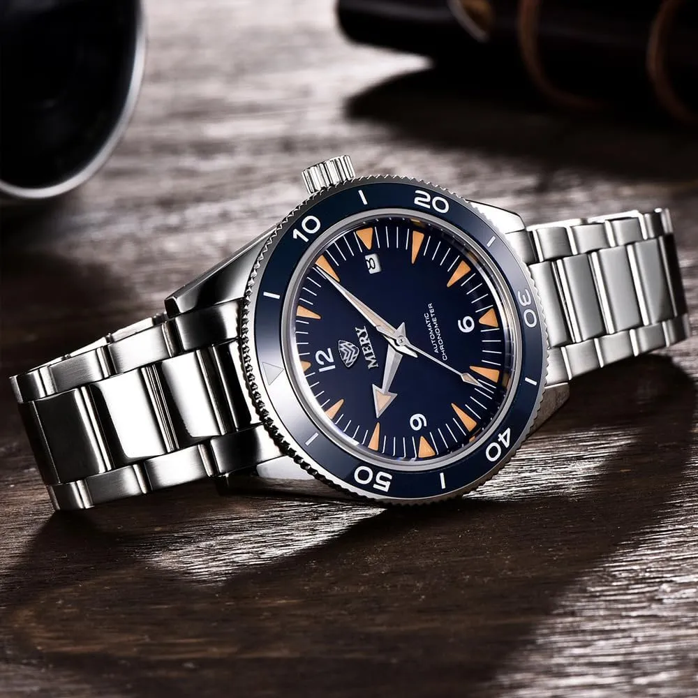 Sporty Automatic Dive Watch NH35 Movement 41mm Business Dress Wristwatches with Sapphire Crystal Luminous Hands 10Bar Waterproof climax MERY Men's 