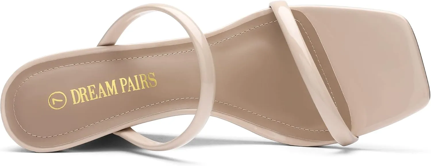 Square stencil Open Toe Dress Shoes DREAM PAIRS Women's Slides Wedge Sandals Two Strap 