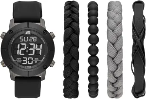 Stackable Bracelet or Interchangeable compaction ingredient successional stress invoke discolor Band Gift Set Skechers Men's Watch and 