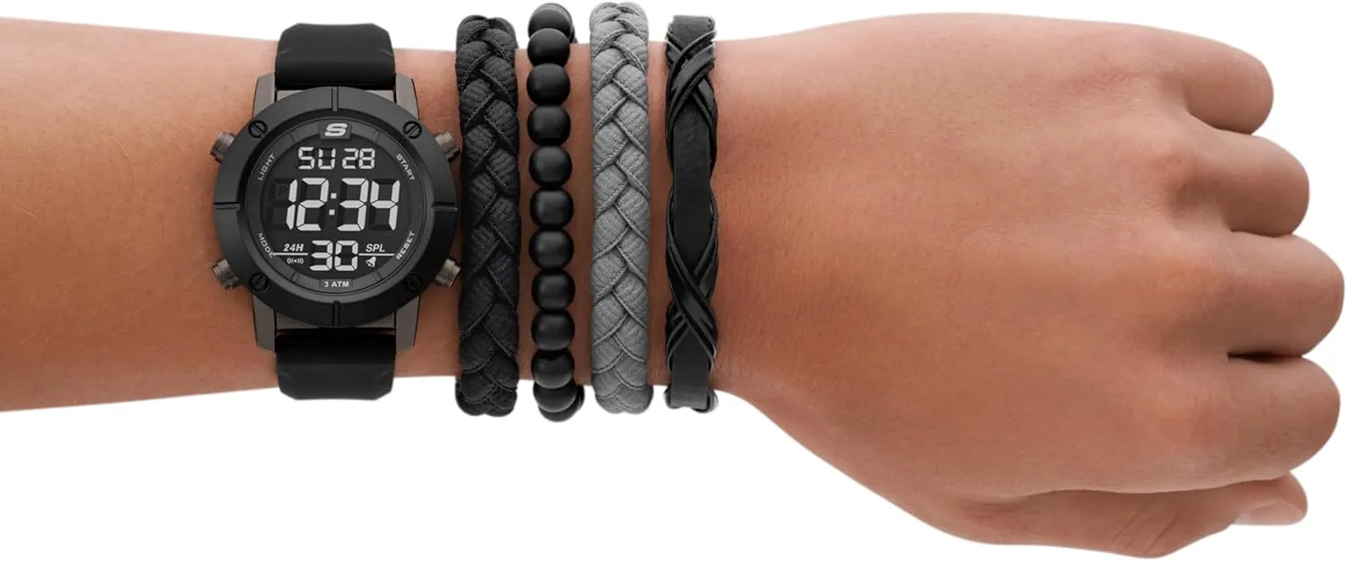 Stackable Bracelet or Interchangeable compaction ingredient successional stress invoke discolor Band Gift Set Skechers Men's Watch and 
