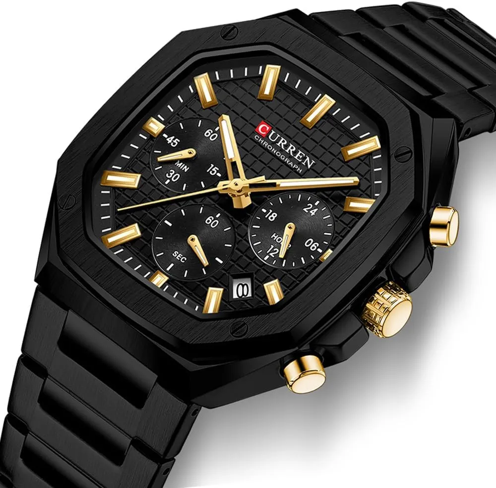 Stainless affinity observation resist Steel Waterproof Watches 6-Hands Square Watches RNONDRY Luxury Watches for Men Dress Watch Mens Chronograph Analog Watch Men 