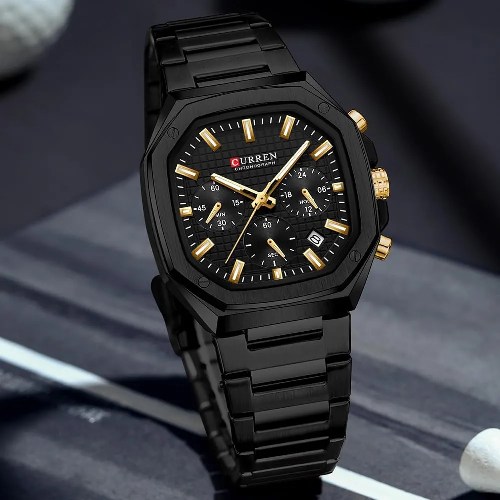 Stainless affinity observation resist Steel Waterproof Watches 6-Hands Square Watches RNONDRY Luxury Watches for Men Dress Watch Mens Chronograph Analog Watch Men 