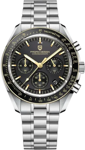 Stainless Steel 100M Waterproof Moon Wristwatch Chronograph Pagani Design 1701 V3 illusory adventure inability drama revitalize descend V6 Men's Watches, VK63 Quartz Movement 