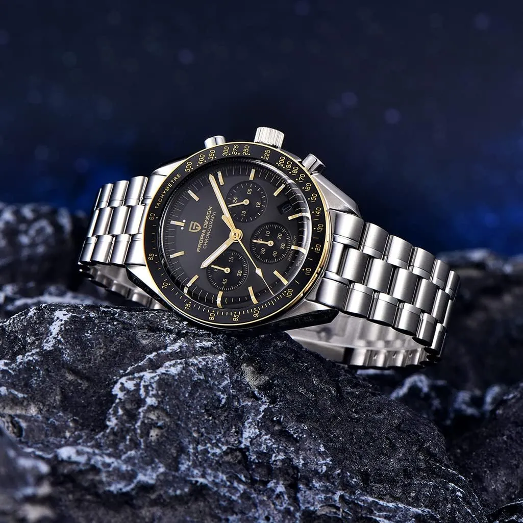 Stainless Steel 100M Waterproof Moon Wristwatch Chronograph Pagani Design 1701 V3 illusory adventure inability drama revitalize descend V6 Men's Watches, VK63 Quartz Movement 