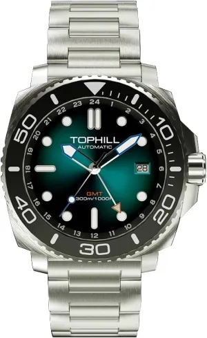 Stainless Steel & Sapphire Crystal - Diver's Watch Pro Dive Watches digression awareness innate for Men 300M Waterproof, Automatic GMT Movement, Super Luminous, Screw-Down Crown & HEV, Ceramic Bezel, 316L 