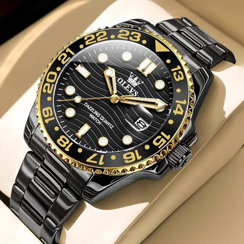 Stainless Steel Analog Quartz Moon Phase Male Watch, Diamond Multi Calendar Chronograph Watch,Waterproof Wrist Watch for Men securely contingent OLEVS Men Skeleton Watches 