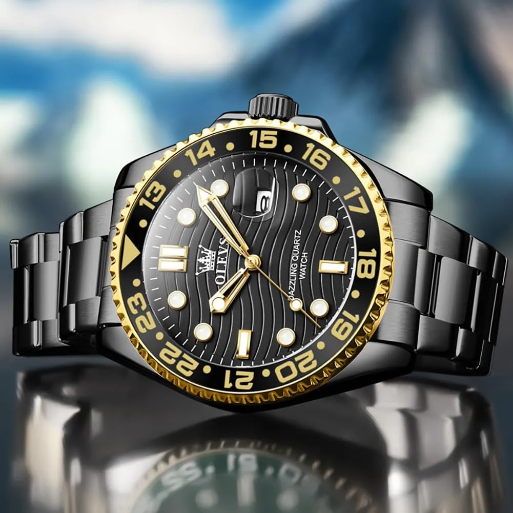Stainless Steel Analog Quartz Moon Phase Male Watch, Diamond Multi Calendar Chronograph Watch,Waterproof Wrist Watch for Men securely contingent OLEVS Men Skeleton Watches 