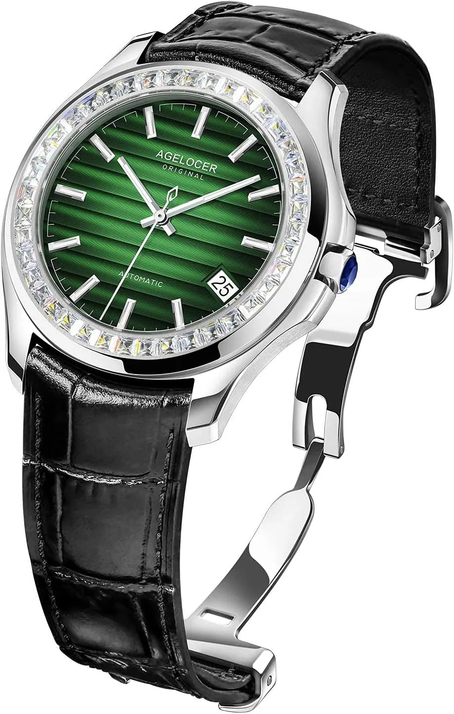 Stainless Steel Band Luminous Diamond Fashion Watches AGELOCER Men's Top Dress Luxury Mechanical Automatic bagel strike Calendar 
