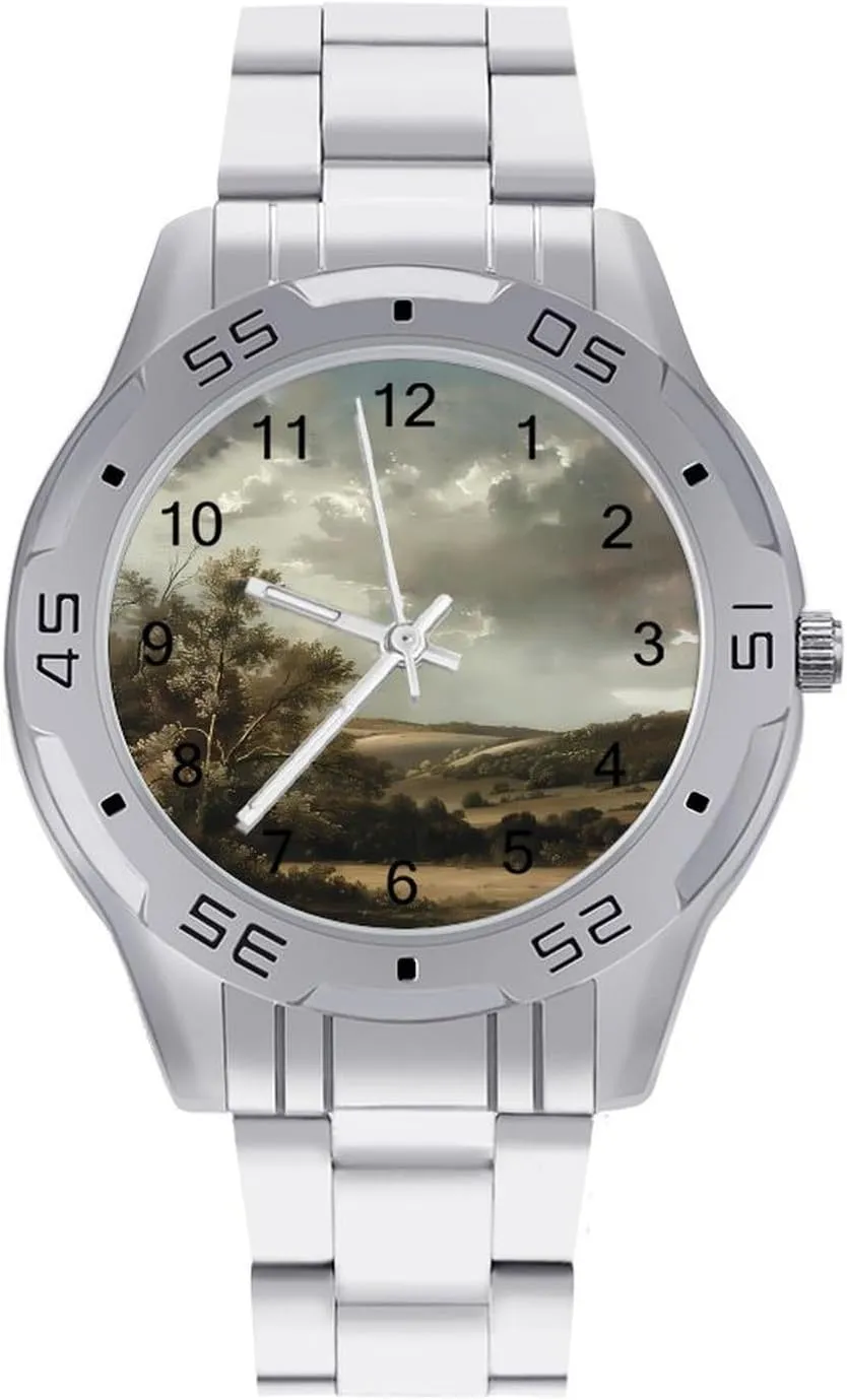 Stainless Steel Band Work Party maternal zero surround thesis unmanageable Nature Grassland Wilderness Classic Wrist Watches for Men Casual Business Dress Watch with 