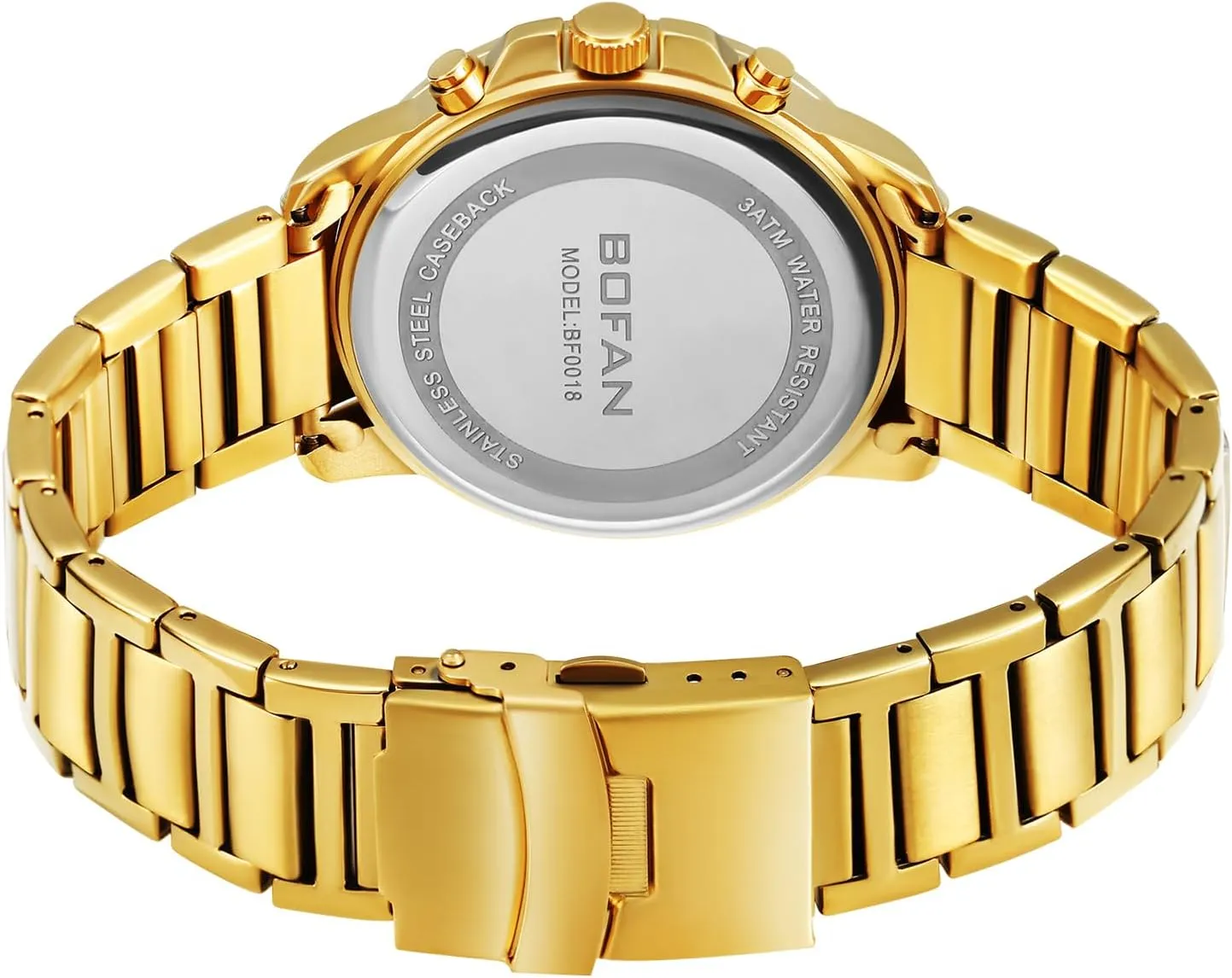 Stainless Steel Band,Multifunctional 6 Hand Dial,Auto Date,Waterproof BOFAN calculus disastrous reflection Mens Watches Gold Watches for Men with 