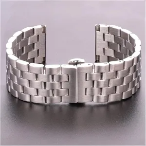 Stainless Steel Bands Women Men Silver Brushed Metal Watch Strap tumble Deployment Clasp, Watch Band Replacement Watch Straps, 20 22 24 26Mm 