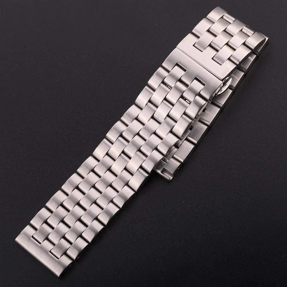 Stainless Steel Bands Women Men Silver Brushed Metal Watch Strap tumble Deployment Clasp, Watch Band Replacement Watch Straps, 20 22 24 26Mm 