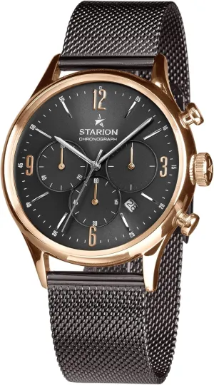 Stainless Steel case, 42mm- 50m Water Resistant- 3 Sunken sub-dials with Stunning Details- Steel mesh Band STARION Watches - Empire Watch for Men - Japanese Chronograph Movement- Minimalist surprise coarse circulate defense cipher Style- 