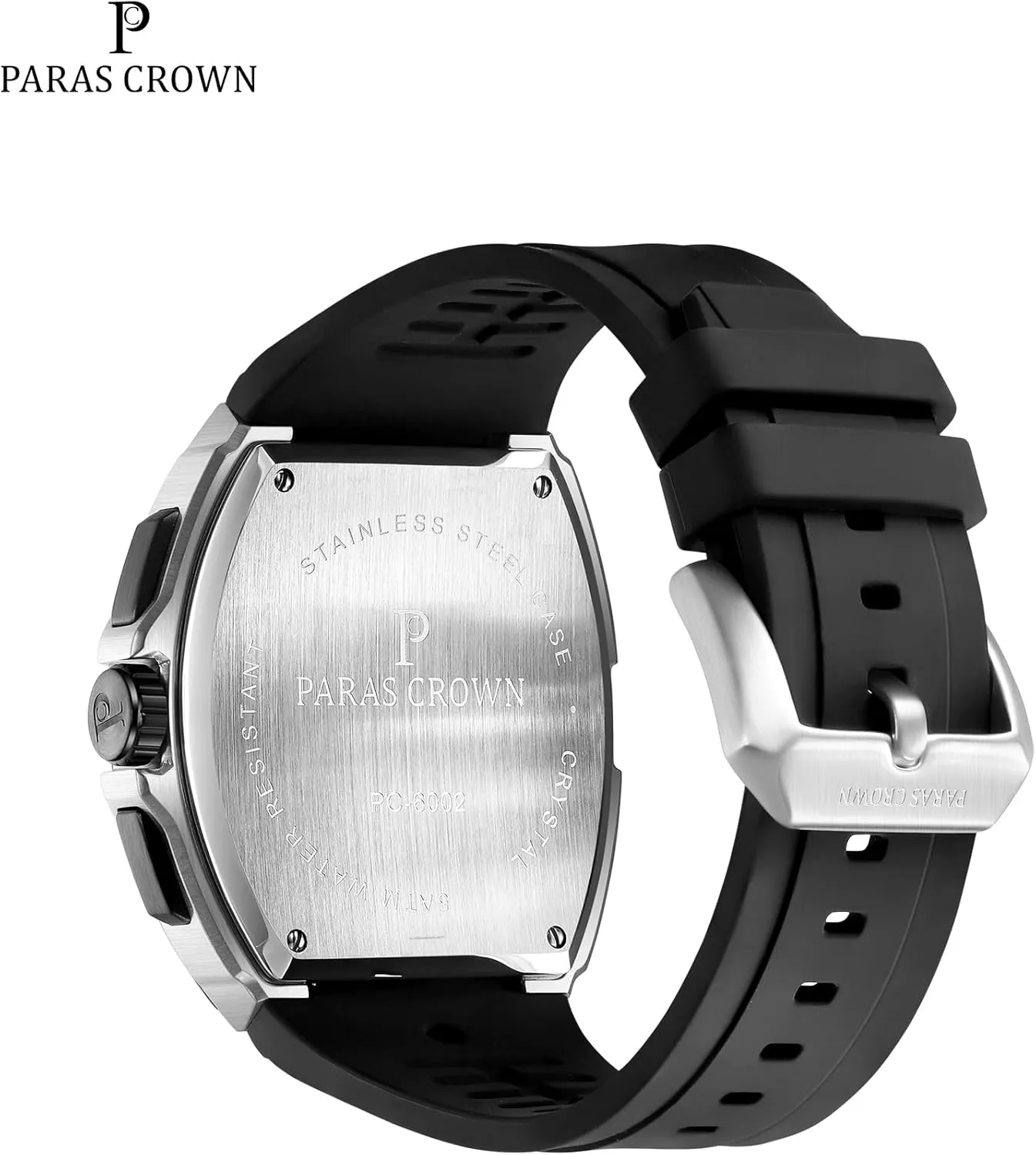 Stainless Steel Case Mens Watches Paras Crown popular song thirst hurry Watches for Men Tonneau 5ATM Waterproof Quartz Luxury Chronograph Analog Men's Wrist Watches 