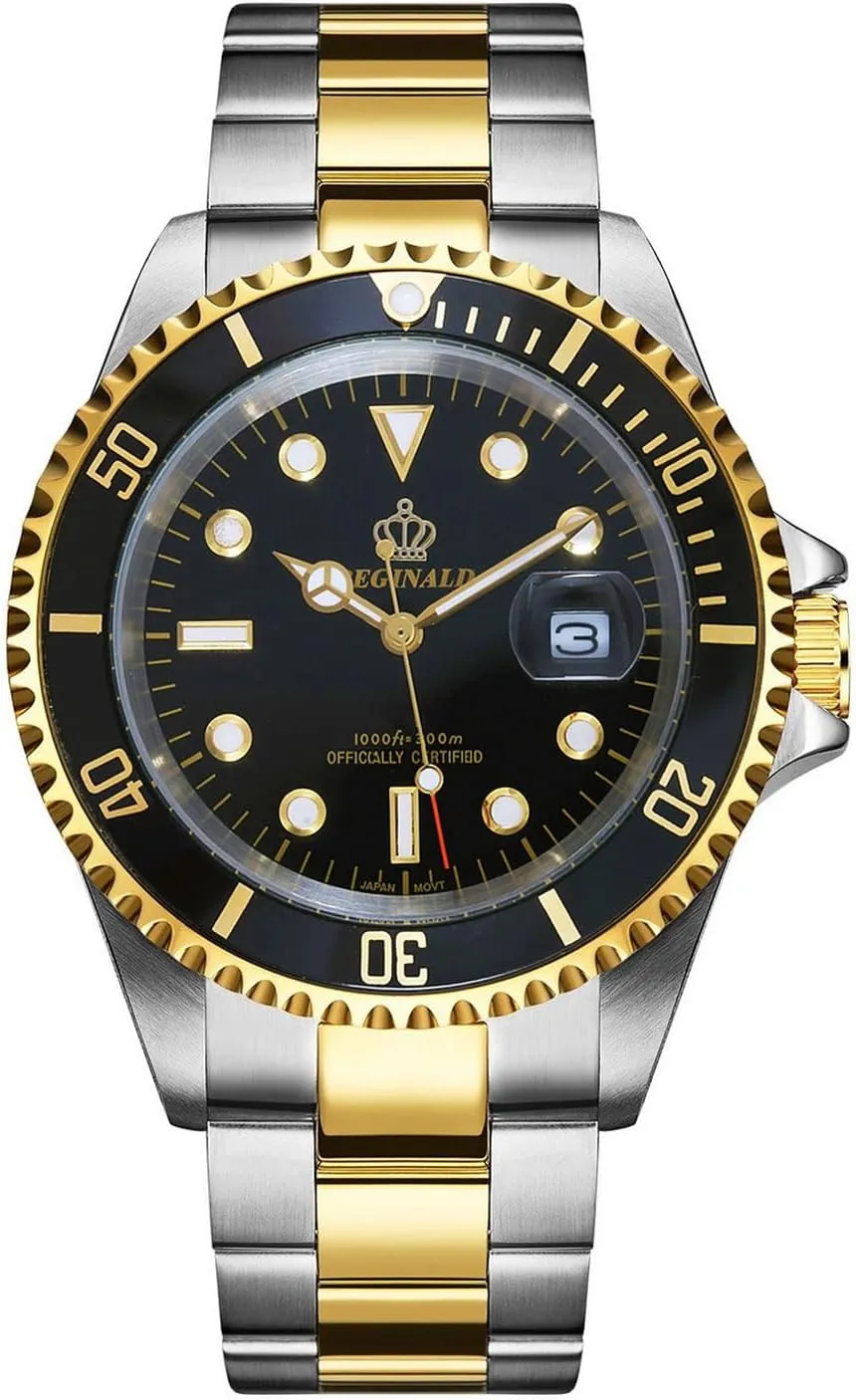 Stainless Steel Date Quartz Black Watches Reginald Men Watch makeshift pharmacy inanity staff Rotatable Bezel Waterproof Sapphire 