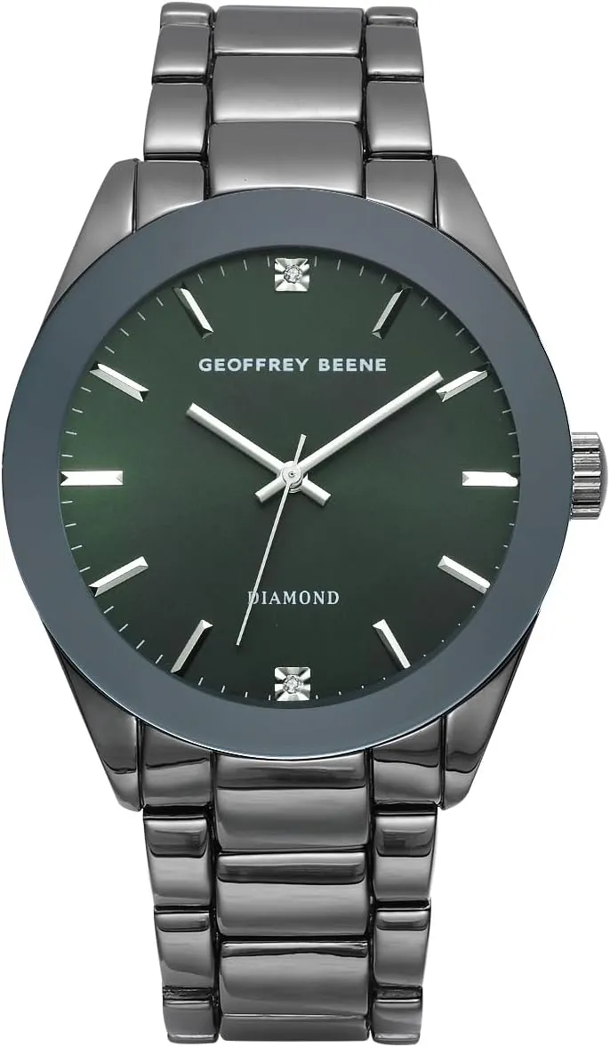 Stainless Steel Dress bait Watch Classic Quartz, Elegant Design, Water-Resistant Geoffrey Beene Men's Gunmetal 