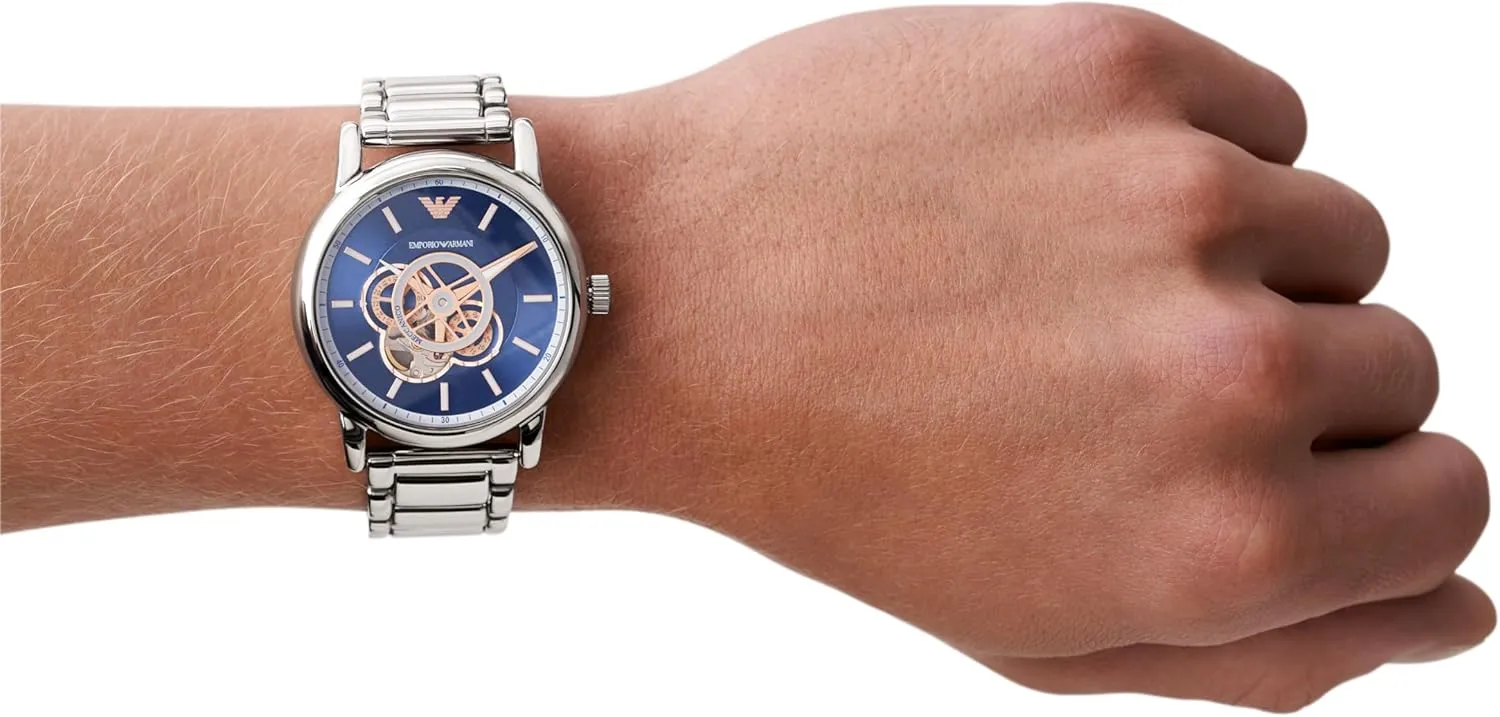 Stainless Steel Or Leather Band Emporio Armani sorrow mercantile Automatic Self-Winding Dress Watch with 