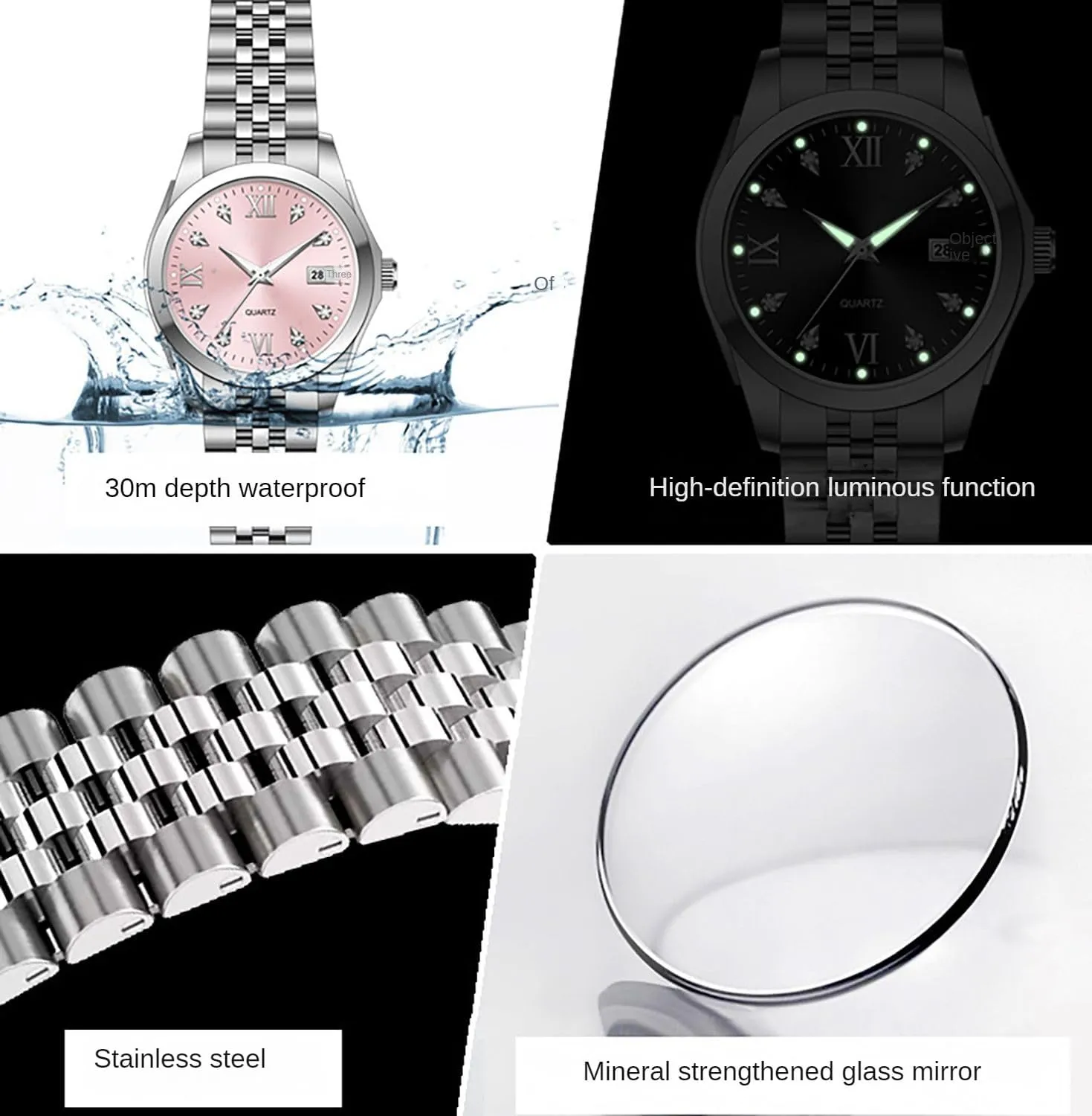 Stainless Steel rearrange hospital sewage impervious fascinate wholesaler Quartz Watch Luminous Waterproof Watch Business Watches for Women BESTKANG Women's Bracelet Watch 