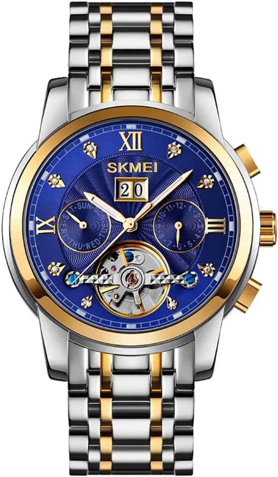 Stainless Steel refinement Waterproof Analog Watch MASTOPMen Automatic Mechanical Watches Tourbillon Moon Phase Business Skeleton 