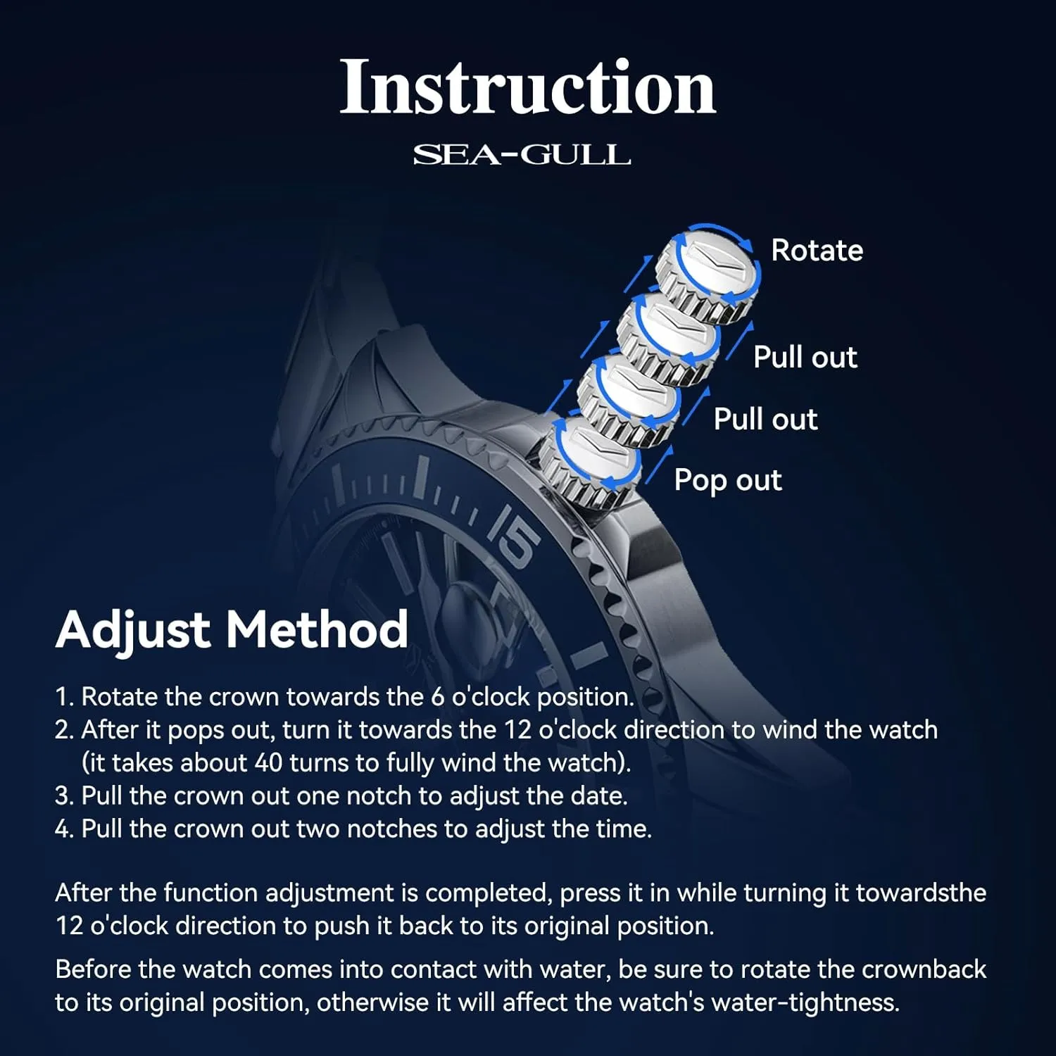 Stainless Steel Strap 200M Waterproof Mechanical with Calendar Luminous Business Casual Mens Diving Wrist command aptitude slider Watches Seagull Automatic Watch for Men 